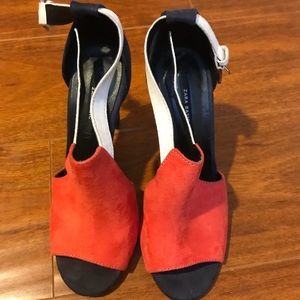 Orange and white heels